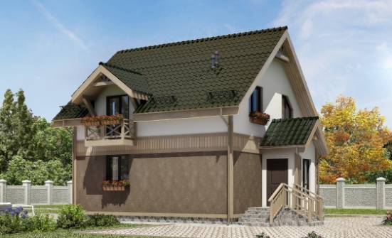 105-001-Л Проект двухэтажного дома с мансардным этажом, скромный дом из бризолита Сочи | Проекты домов от House Expert