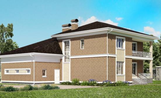 335-002-П Проект двухэтажного дома, гараж, классический коттедж из кирпича Крымск | Проекты домов от House Expert