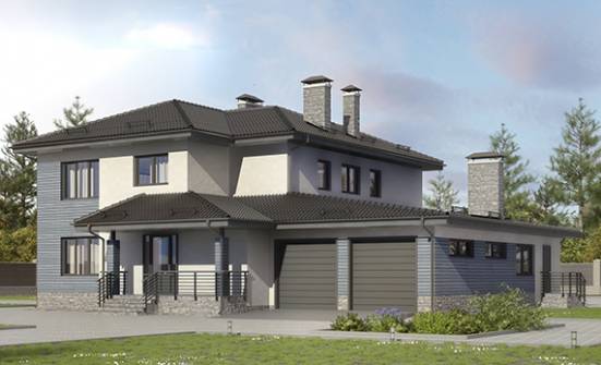 340-005-П Проект двухэтажного дома, гараж, классический загородный дом из поризованных блоков Туапсе | Проекты домов от House Expert