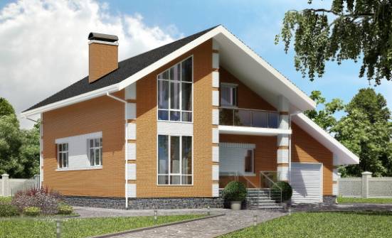 190-006-П Проект двухэтажного дома мансардой и гаражом, средний дом из керамзитобетонных блоков Новороссийск | Проекты домов от House Expert