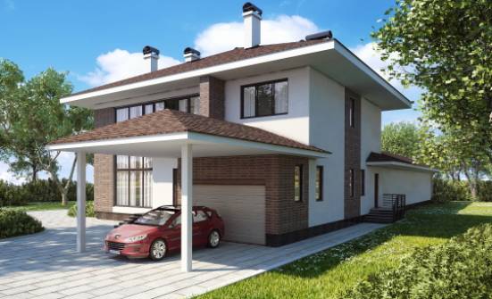 340-001-П Проект двухэтажного дома, гараж, классический домик из кирпича Крымск | Проекты домов от House Expert