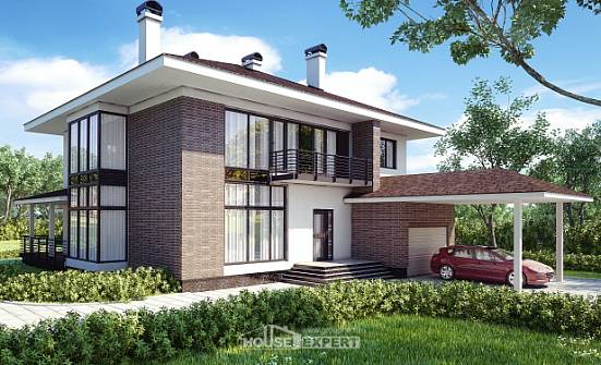 340-001-П Проект двухэтажного дома, гараж, классический домик из кирпича Крымск | Проекты домов от House Expert