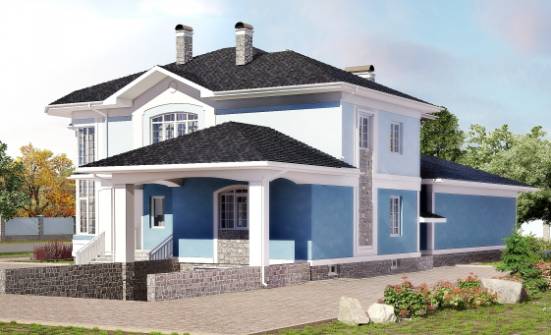 620-001-П Проект трехэтажного дома и гаражом, огромный коттедж из блока Анапа | Проекты домов от House Expert
