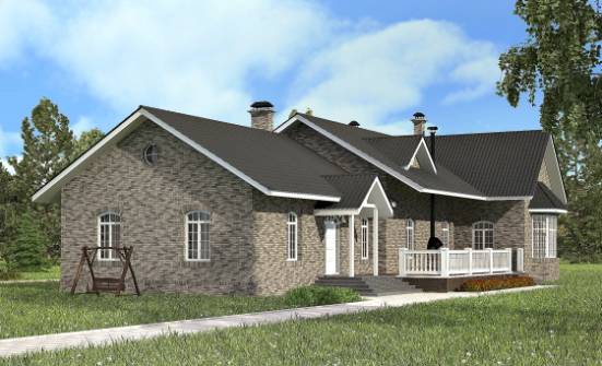 195-001-П Проект одноэтажного дома, средний коттедж из кирпича Приморско-Ахтарск | Проекты домов от House Expert