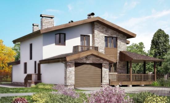220-001-П Проект двухэтажного дома мансардой, гараж, классический коттедж из керамзитобетонных блоков Тимашёвск | Проекты домов от House Expert