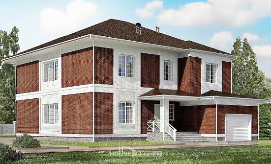 315-001-П Проект двухэтажного дома и гаражом, огромный загородный дом из кирпича Сочи | Проекты домов от House Expert