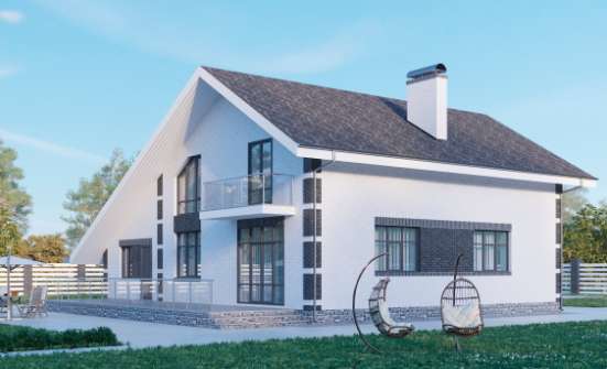 190-008-П Проект двухэтажного дома с мансардой, гараж, уютный дом из газосиликатных блоков Армавир | Проекты домов от House Expert