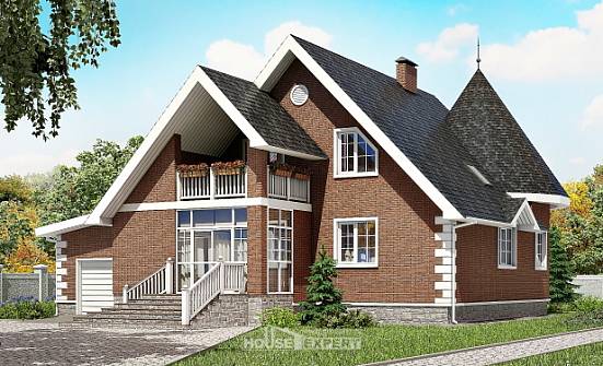 220-002-Л Проект двухэтажного дома с мансардой, гараж, средний загородный дом из газосиликатных блоков Апшеронск | Проекты домов от House Expert