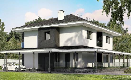 245-002-П Проект двухэтажного дома и гаражом, простой загородный дом из газобетона Анапа | Проекты домов от House Expert