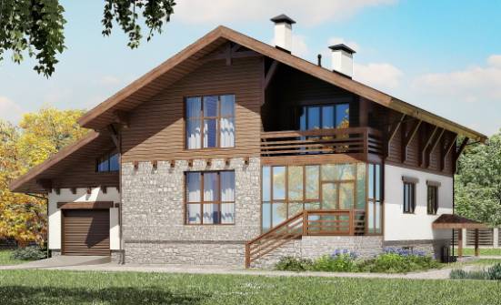 420-001-П Проект трехэтажного дома мансардой, гараж, большой дом из кирпича Абинск | Проекты домов от House Expert