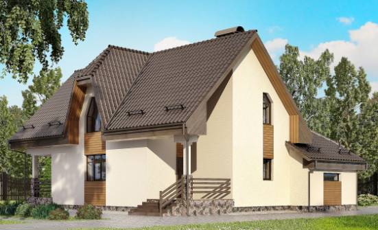 150-001-Л Проект двухэтажного дома с мансардой, гараж, недорогой дом из керамзитобетонных блоков Ейск | Проекты домов от House Expert