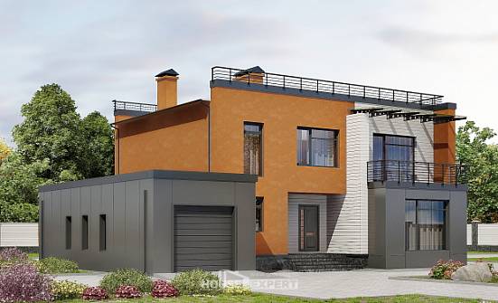 260-002-Л Проект двухэтажного дома и гаражом, красивый дом из пеноблока Апшеронск | Проекты домов от House Expert