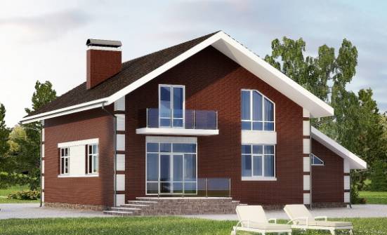 180-001-Л Проект двухэтажного дома мансардный этаж и гаражом, простой домик из бризолита Курганинск | Проекты домов от House Expert