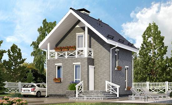 045-001-П Проект двухэтажного дома мансардой, бюджетный домик из блока Сочи | Проекты домов от House Expert
