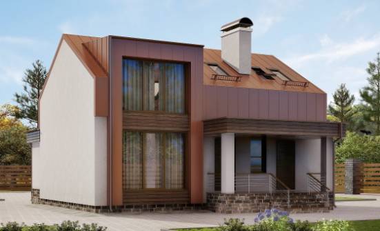 120-004-Л Проект двухэтажного дома мансардой, небольшой домик из теплоблока Абинск | Проекты домов от House Expert