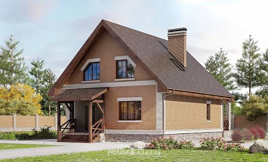 160-011-Л Проект двухэтажного дома с мансардой, бюджетный дом из арболита Новороссийск | Проекты домов от House Expert