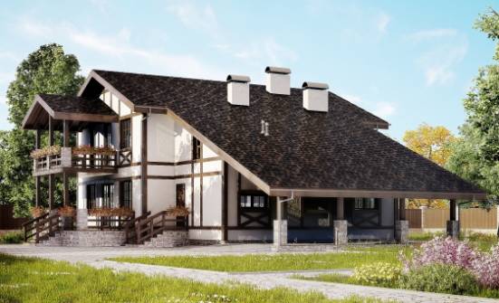 250-002-Л Проект двухэтажного дома мансардой и гаражом, просторный домик из кирпича Тихорецк | Проекты домов от House Expert