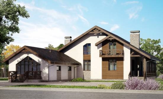 265-001-П Проект двухэтажного дома с мансардным этажом, гараж, огромный домик из газобетона Краснодар | Проекты домов от House Expert