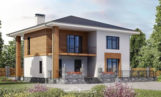 180-015-П Проект двухэтажного дома, красивый коттедж из газобетона Крымск | Проекты домов от House Expert
