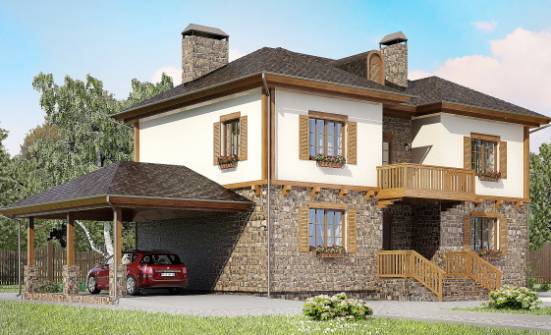 155-006-Л Проект двухэтажного дома и гаражом, экономичный дом из блока Кореновск | Проекты домов от House Expert