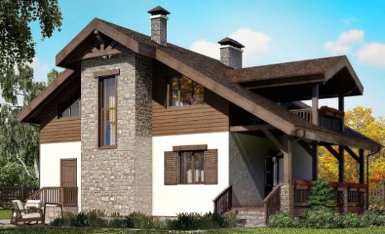 150-004-Л Проект двухэтажного дома с мансардным этажом, красивый дом из пеноблока Славянск-на-Кубани | Проекты домов от House Expert
