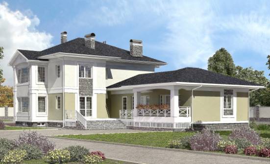 620-001-Л Проект трехэтажного дома и гаражом, классический дом из арболита Геленджик | Проекты домов от House Expert