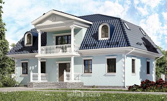 210-004-Л Проект двухэтажного дома с мансардой, современный домик из бризолита Тихорецк | Проекты домов от House Expert