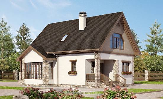 140-002-Л Проект двухэтажного дома мансардой, простой загородный дом из блока Новороссийск | Проекты домов от House Expert