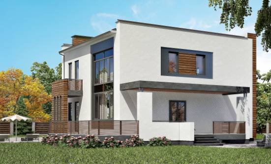 220-003-П Проект двухэтажного дома и гаражом, просторный коттедж из пеноблока Тимашёвск | Проекты домов от House Expert