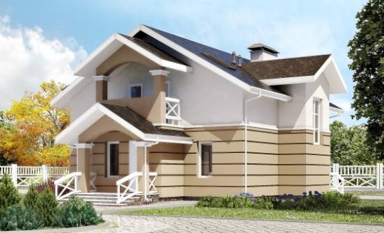 155-009-П Проект двухэтажного дома мансардой, недорогой коттедж из арболита Армавир | Проекты домов от House Expert
