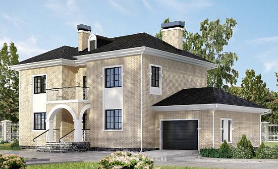 180-006-П Проект двухэтажного дома и гаражом, красивый дом из кирпича Курганинск | Проекты домов от House Expert