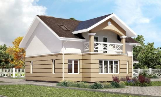 155-009-П Проект двухэтажного дома мансардой, недорогой коттедж из арболита Армавир | Проекты домов от House Expert