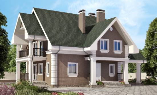 140-003-П Проект двухэтажного дома с мансардой и гаражом, доступный загородный дом из газобетона Тихорецк | Проекты домов от House Expert