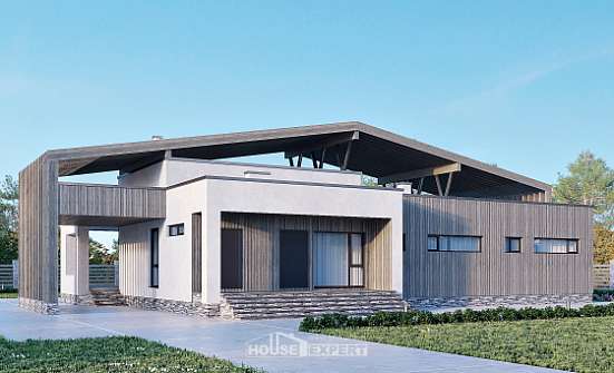 170-011-Л Проект одноэтажного дома, красивый коттедж из кирпича Курганинск | Проекты домов от House Expert