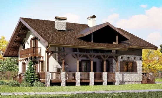 250-003-П Проект двухэтажного дома с мансардой, огромный загородный дом из газобетона Тихорецк | Проекты домов от House Expert