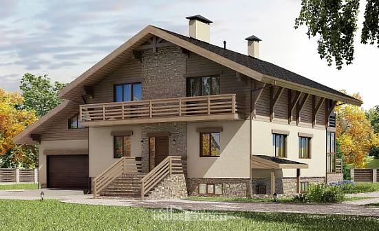 420-001-Л Проект трехэтажного дома мансардой и гаражом, огромный загородный дом из кирпича Кропоткин | Проекты домов от House Expert
