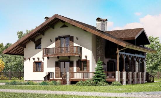 250-003-П Проект двухэтажного дома с мансардой, огромный загородный дом из газобетона Тихорецк | Проекты домов от House Expert