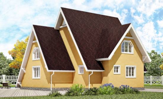 155-008-П Проект двухэтажного дома с мансардой, уютный загородный дом из дерева Кореновск | Проекты домов от House Expert
