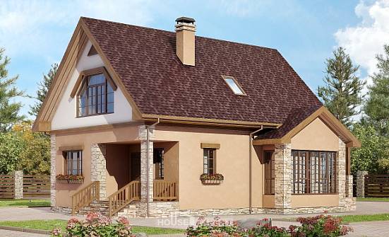 140-002-П Проект двухэтажного дома мансардой, небольшой загородный дом из керамзитобетонных блоков Апшеронск | Проекты домов от House Expert