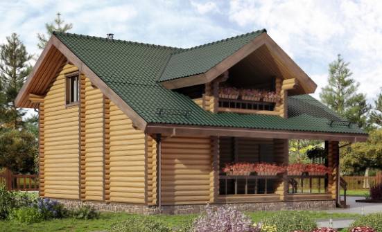 110-005-П Проект двухэтажного дома с мансардным этажом, бюджетный домик из бревен Курганинск | Проекты домов от House Expert