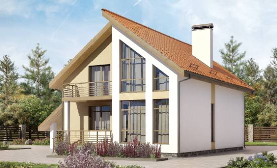 170-009-П Проект двухэтажного дома с мансардой и гаражом, доступный домик из теплоблока Краснодар | Проекты домов от House Expert