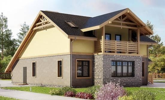 180-011-П Проект двухэтажного дома мансардный этаж и гаражом, бюджетный домик из блока Сочи | Проекты домов от House Expert
