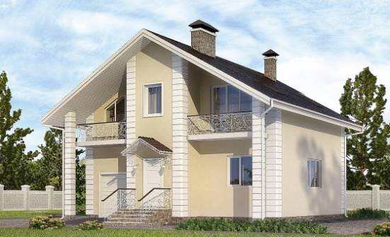 150-002-Л Проект двухэтажного дома с мансардным этажом, гараж, бюджетный коттедж из поризованных блоков Армавир | Проекты домов от House Expert