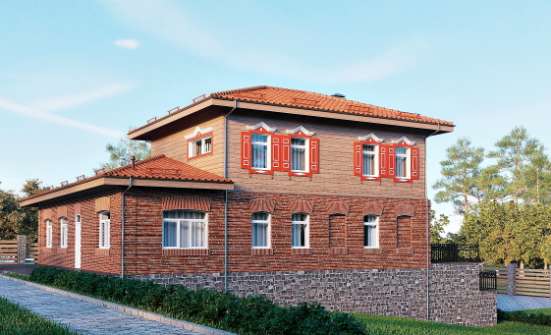 380-002-Л Проект трехэтажного дома, гараж, красивый коттедж из кирпича Темрюк | Проекты домов от House Expert
