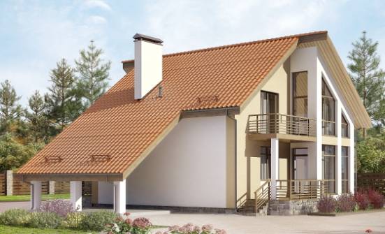 170-009-П Проект двухэтажного дома с мансардой и гаражом, доступный домик из теплоблока Краснодар | Проекты домов от House Expert
