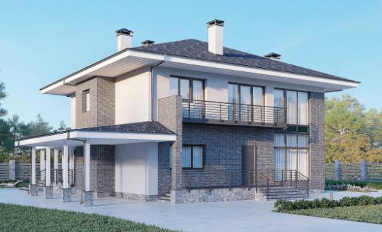 250-004-Л Проект двухэтажного дома, огромный загородный дом из бризолита Сочи | Проекты домов от House Expert