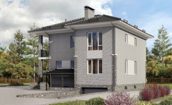 275-004-П Проект трехэтажного дома и гаражом, красивый коттедж из кирпича Приморско-Ахтарск | Проекты домов от House Expert