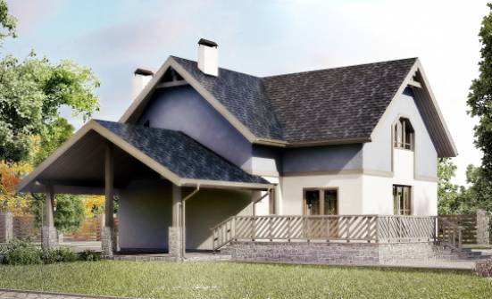 150-011-П Проект двухэтажного дома мансардный этаж и гаражом, классический загородный дом из твинблока Лабинск | Проекты домов от House Expert