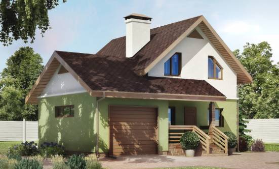 120-002-П Проект двухэтажного дома мансардой и гаражом, бюджетный дом из арболита Сочи | Проекты домов от House Expert