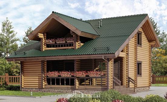 110-005-П Проект двухэтажного дома с мансардным этажом, бюджетный домик из бревен Курганинск | Проекты домов от House Expert